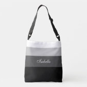 Sac Ajustable Dégradé de bandes grises blanches et calligraphie (Dos)
