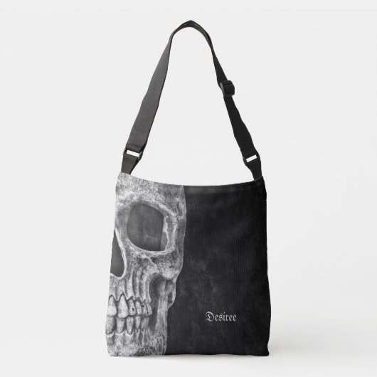 Sac Ajustable Demi-Crâne gothique Cool noir et blanc Grunge (Devant)