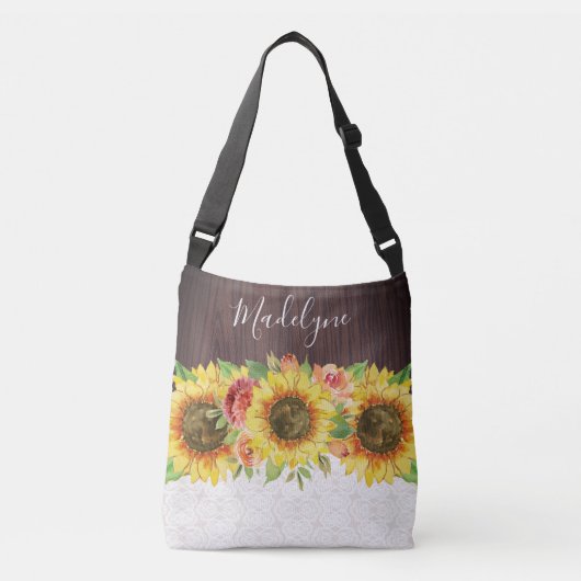 Sac Ajustable Dentelle de tournesol Bois Rustique Floral (Devant)