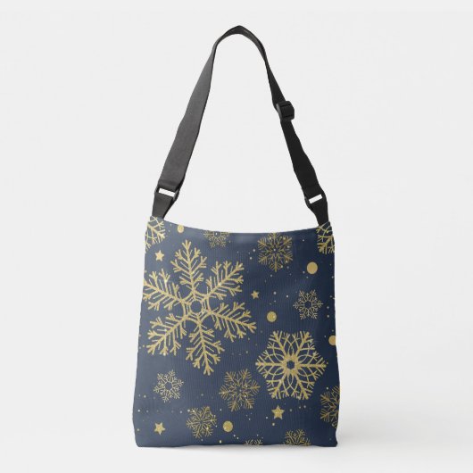 Sac Ajustable Des flocons dorés sur la marine (Devant)