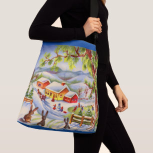 Sac Ajustable Des lapins de Noël vifs regardent Noël