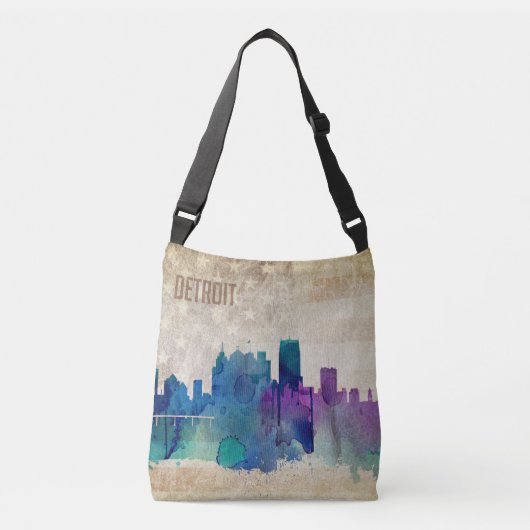 Sac Ajustable Detroit, horizon de ville d'aquarelle de MI | (Devant)