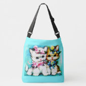 Sac Ajustable deux chatons et beaucoup de fleurs (Devant)