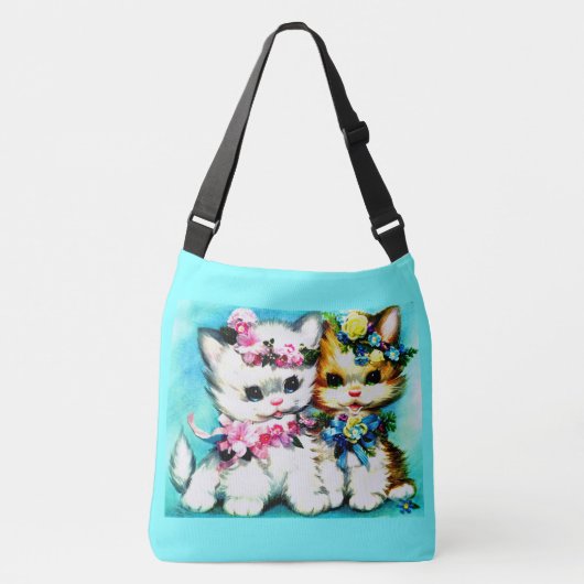 Sac Ajustable deux chatons et beaucoup de fleurs (Devant)