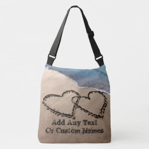 Sac Ajustable Deux Coeurs Dans Le Sable Personnalisé Sur Tout Le