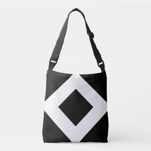 Sac Ajustable Diamant noir tout-sur-impression, Bordure blanche  (Devant)