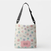 Sac Ajustable Doodles de coeur, points et lignes ondulées (Devant)