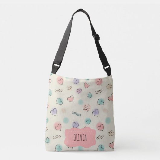 Sac Ajustable Doodles de coeur, points et lignes ondulées (Devant)