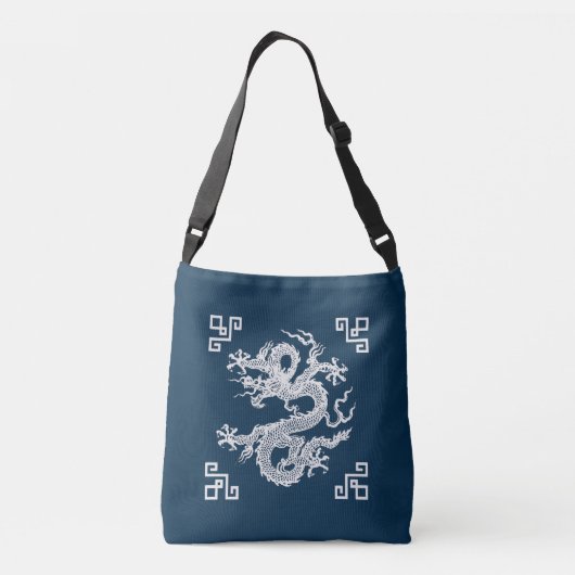 Sac Ajustable Dragon chinois vintage en blanc (Dos)