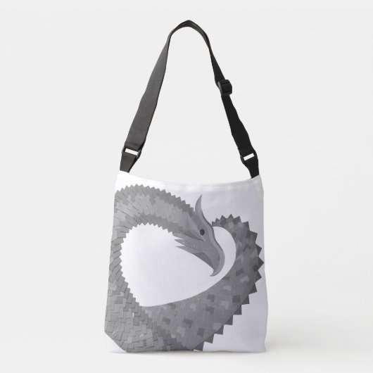 Sac Ajustable Dragon de coeur gris sur blanc (Devant)