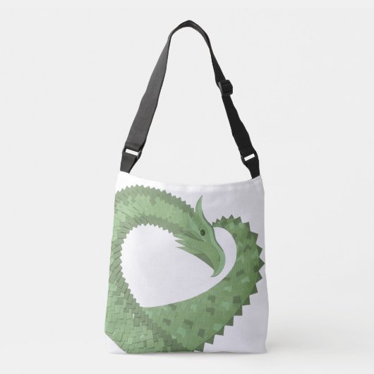 Sac Ajustable Dragon de coeur vert olive blanc (Devant)