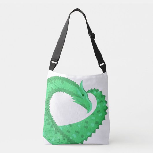 Sac Ajustable Dragon de coeur vert sur blanc (Devant)