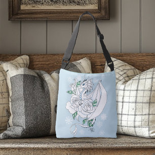 Sac Ajustable Dragon de glace élégant blanc Roses bleues Fantais