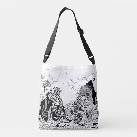 Sac Ajustable Dragon et Tigre Blanc. Illustration par Insima (Dos)