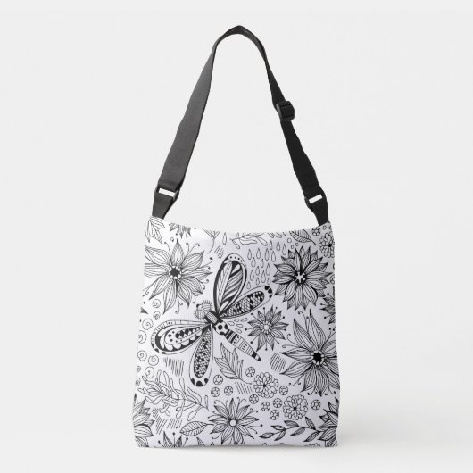 Sac Ajustable Dragonfly et doodle de fleurs (Devant)