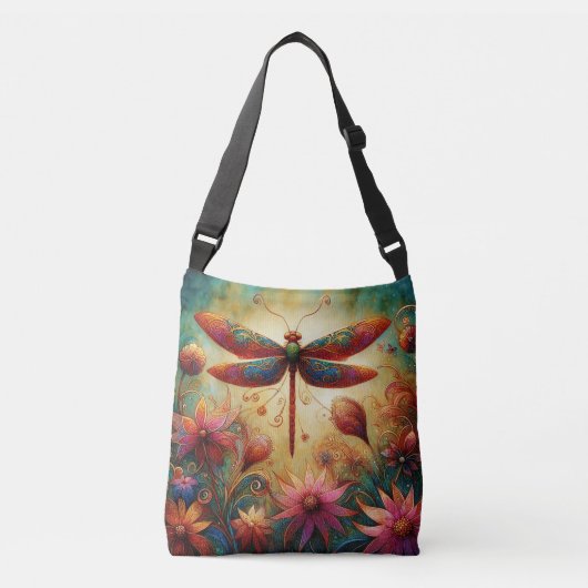 Sac Ajustable Dragonfly lunaire Floral Art Abstrait Turquoise ro (Devant)