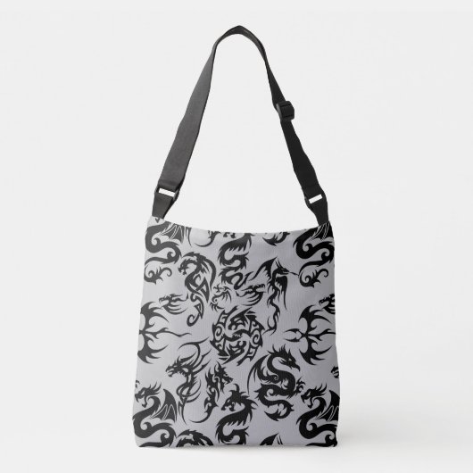 Sac Ajustable Dragons noirs motif contour.b Gray BG (Devant)