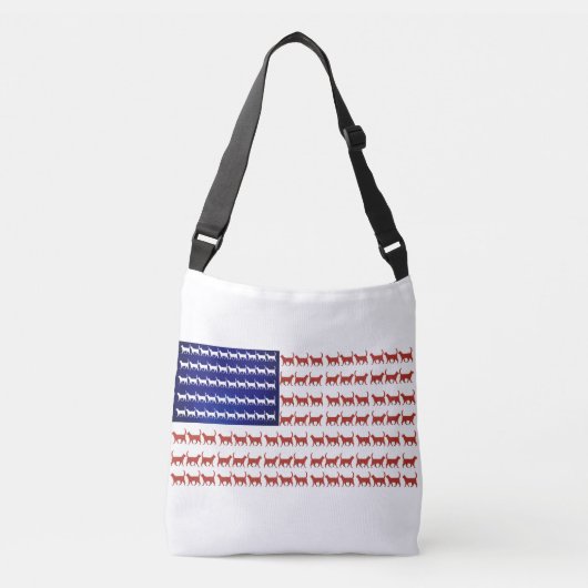 Sac Ajustable Drapeau 4 juillet chat rouge blanc et bleu (Devant)