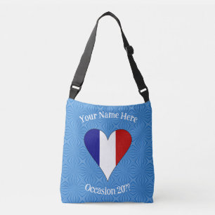 Sac Ajustable Drapeau Français Cœur Personnalisé sur Fond Bleu