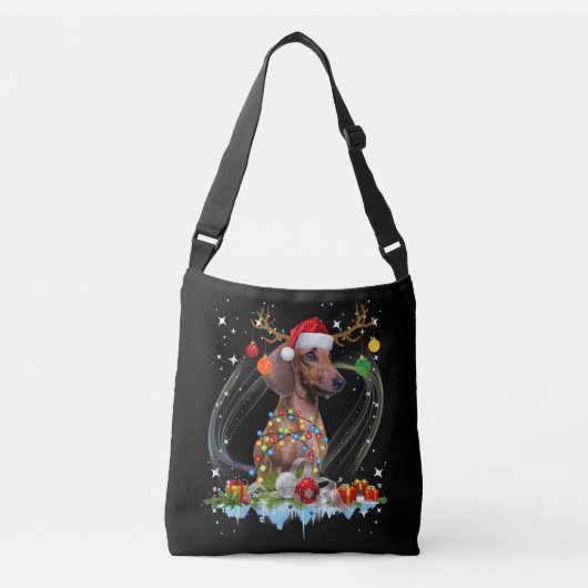 Sac Ajustable Drôle Père Noël Dachshund Reindeer Noël clair (Devant)
