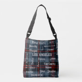 Sac Ajustable écossais chic bleu rouge tartan plaid & méga ville (Devant)