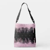 Sac Ajustable Écran noir rose gouttes monogramme élégant (Dos)