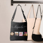 Sac Ajustable Écriture de nom de collage photo noir blanc