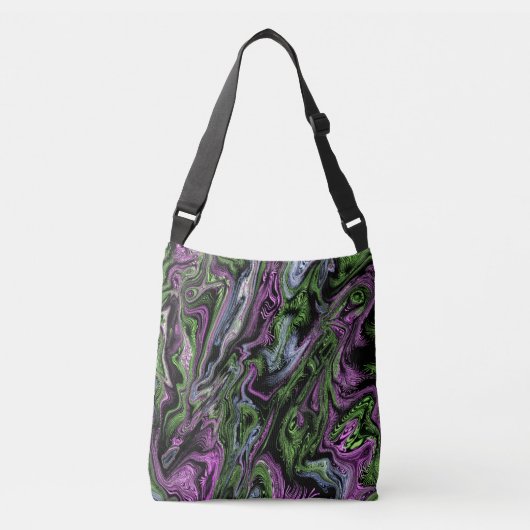 Sac Ajustable Effet de fil de soie violet et vert Art liquide (Devant)