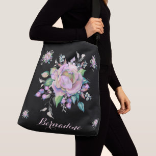 Sac Ajustable Elégant floral pastel Aquarelle Personnaliser noir