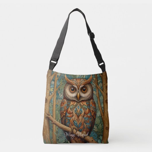 Sac Ajustable Élégant hibou rétro boho bohème bohème forêt verte (Devant)