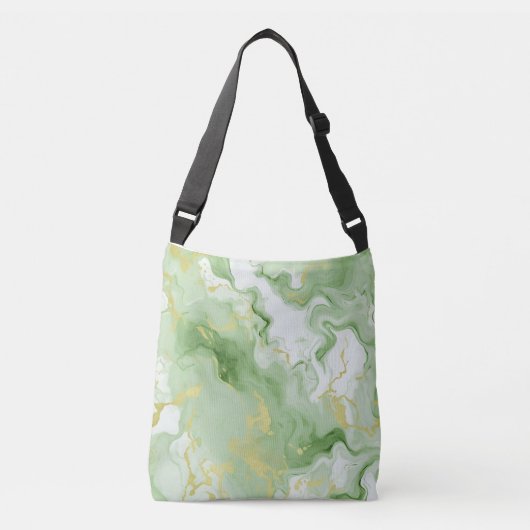 Sac Ajustable Elégant Marbre Vert Faux Gold Parties scintillant  (Devant)