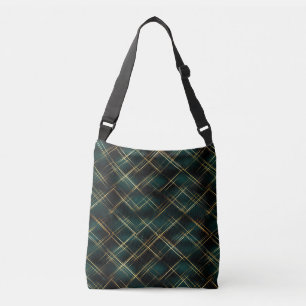 Sac Ajustable Élégant or & tarte vert foncé Plaid Noël