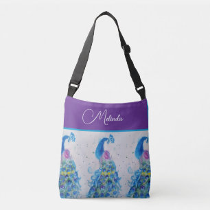 Sac Ajustable Elégant Peacock Aquarelle Peinture Bleue