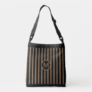 Sac Ajustable Élégant rayé vertical noir et marron