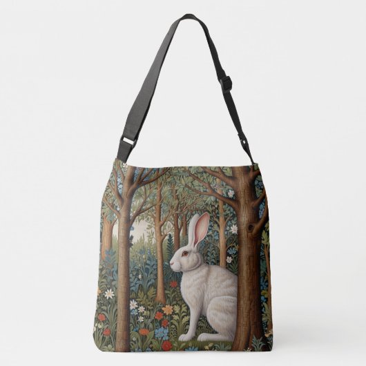 Sac Ajustable Elégant retro boho blanc lapin boisé fleurs (Dos)