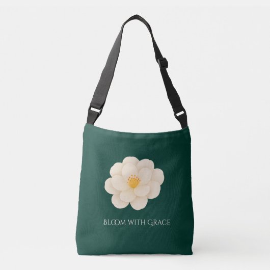 Sac Ajustable Elegant White Camellia Deep Green Botanical Bloom (Devant)