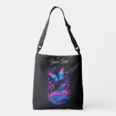 Sac Ajustable élégante aquarelle noire Papillons fleurs chic (Dos)
