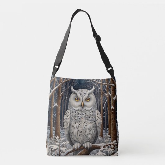 Sac Ajustable Élégante forêt d'hiver de chouette blanche boho (Dos)