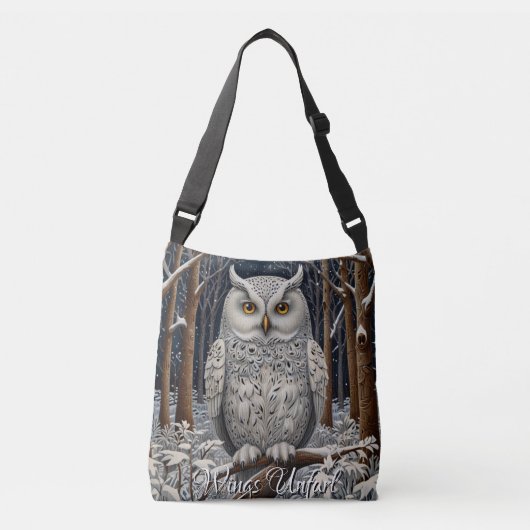 Sac Ajustable Élégante forêt d'hiver de chouette blanche boho (Devant)