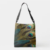 Sac Ajustable Elégante Turquoise Abstraite  Plumes Peacock Or | (Dos)