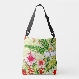 Sac Ajustable Élégants Feuilles tropicaux et fleurs d'Hibiscus  