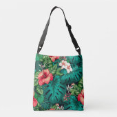 Sac Ajustable Élégants Feuilles tropicaux et fleurs d'Hibiscus | (Dos)
