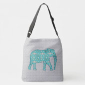 Sac Ajustable Eléphant fleur Mandala - turquoise, gris & blanc (Dos)