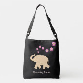 Sac Ajustable Éléphant, Fleurs & Idées en Fleurs Texte sur Fond (Dos)
