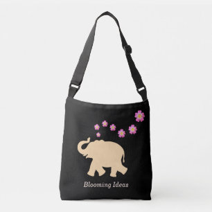 Sac Ajustable Éléphant, Fleurs & Idées en Fleurs Texte sur Fond