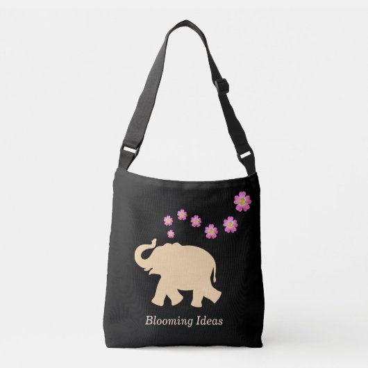Sac Ajustable Éléphant, Fleurs & Idées en Fleurs Texte sur Fond (Devant)