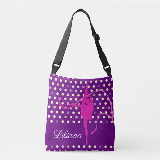 Sac Ajustable Enfants filles nommé gymnaste polka dot rose (Devant)