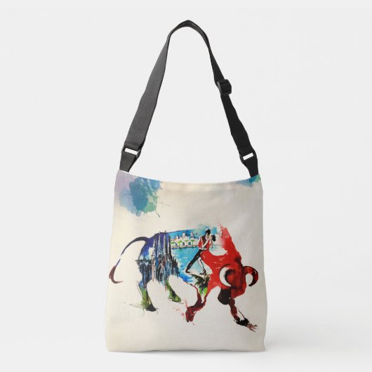 Sac Ajustable Espagne Bull Vintage voyage Love Aquarelle (Devant)