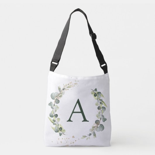Sac Ajustable Eucalyptus Botanique Monogramme Mariage de verdure (Devant)