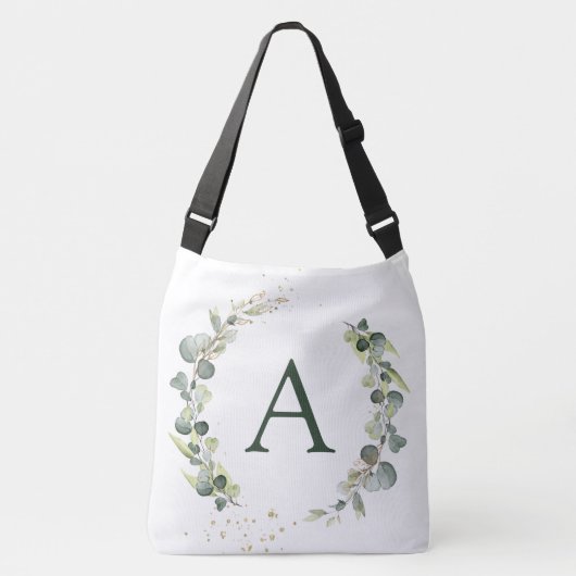Sac Ajustable Eucalyptus Botanique Monogramme Mariage de verdure (Devant)